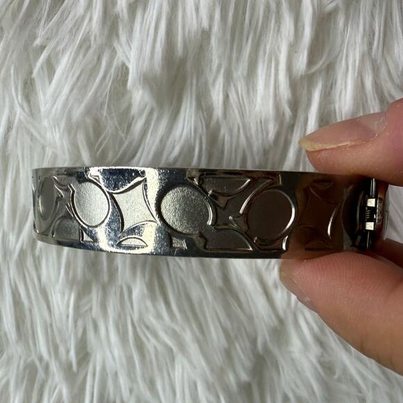 COACH C Logo Signature Silver Bangle Bracelet - Picture 10 of 12